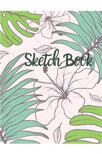 Sketch Book: Sketch Book: Green Leaves Unlined Journal Draw, Write, Doddle, Diary, Jotter, Blank pages 120 pages Children Adults