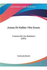 Azione Di Nullita Per Errore