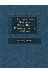 Annales Des Sciences Naturelles