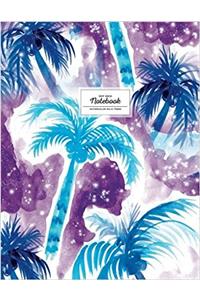 Dot Grid Notebook - Watercolor Palm Trees: Snow, Purple and Blue Art, Large (Watercolor Notebook)