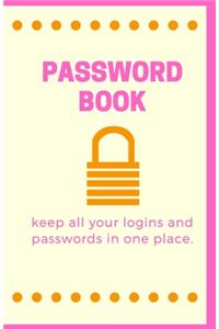 Password and username keeper (password book with alphabetical tabs)