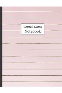 Cornell Notes Notebook: Cornell Ruled Paper - Note Taking System for School College University: 8.5" x 11" 108 Pages, Pretty Pink Stripe