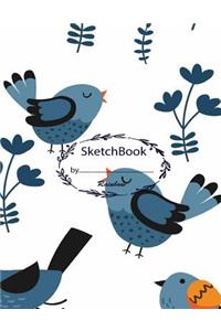 Sketchbook: Birds Cover Blank pages, Extra large (8.5 x 11) inches, 110 pages, White paper, Sketch, Draw and Paint