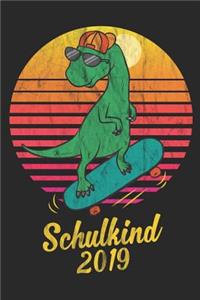 Schulkind 2019 - Dino auf Skateboard