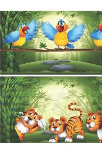 Cute Wild Animals in Bamboo Jungle Blank Lined Notebook