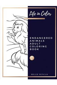 ENDANGERED ANIMALS ADULT COLORING BOOK (Book 7)