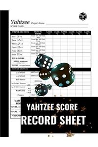 Yahtzee Score Record Sheet