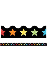Celebrate Learning Watercolor Stars Scalloped Borders