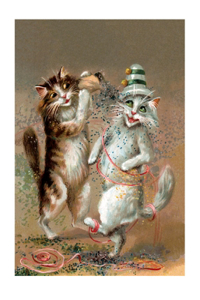 Two Cats Dancing with Confetti Congratulations Greeting Cards