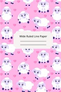 Cute Baby Sheep Theme Wide Ruled Line Paper