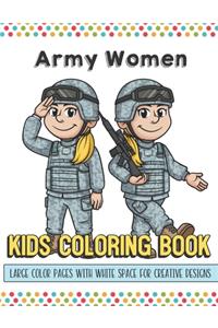 Army Women Kids Coloring Book Large Color Pages With White Space For Creative Designs