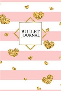 Bullet Journal: Gorgeous Gold Trendy Bullet Journal - 120-Page 1/4 Inch Dot Grid Pretty Gold Notebook - 6 X 9 Perfect Bound Softcover