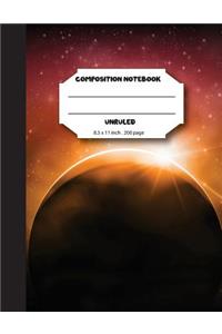 Composition notebook unruled 8.5x11 inch 200 page, Midnight Space Eclipse