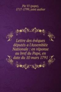 Lettre des eveques deputes a l'Assemblee Nationale
