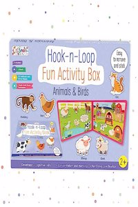 Hook n Loop Fun Activity Box | Velcro Books | Montessori Activity | Busy Book | for 2+ Years Kids - Explore Animals & Birds through Interactive Play