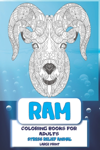 Coloring Books for Adults Stress Relief Animal - Large Print - Ram