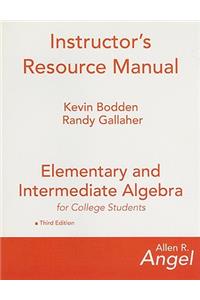 Elementary and Intermediate Algebra for College Students Instructor's Resource Manual