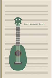 Music Notebook Paper: Music Manuscript Line Paper for Notes /Ruled Paper and Staff, Lyrics, Musicians, Composition Notebook (12 Staves per page) Green Ukulele Theme