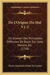 De L'Origine Du Mal V1-2