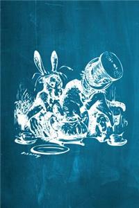 Alice in Wonderland Chalkboard Journal - Mad Hatter's Tea Party (Aqua)