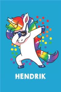 Hendrik: Personalisiertes Design Notizbuch Einhorn 120 linierte Seiten - Perfekte Geschenkidee für die Schuhe oder Weihnachten mit Vornamen DIN A5 (himmelbla