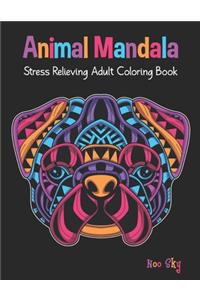 Animal Mandala Stress Relieving Adult Coloring Book