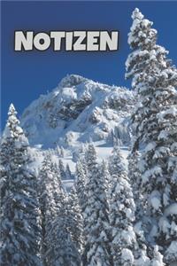 Notizbuch Winter Baum Straße Schnee, liniert, 120 Seiten