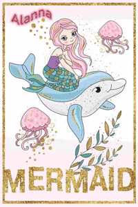 Alanna Mermaid: Wide Ruled Composition Book Diary Lined Journal