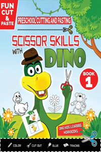 Preschool Cutting and Pasting - Scissor Skills with Dino