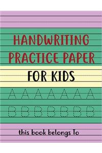 Handwriting practice paper for kides