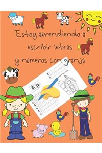 Estoy aprendiendo a escribir letras y números con granja