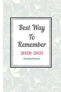 Best Way To Remember 2020-2021 Monthly Planner