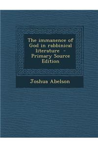 The Immanence of God in Rabbinical Literature