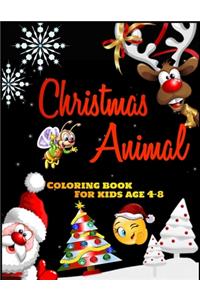 Christmas Animal Coloring Book for kids age 4-8