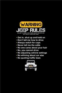 Warning Jeep Rules Notebook