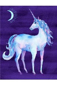 Watercolor Unicorn at Midnight Composition Notebook
