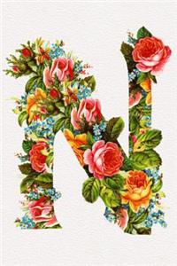 Floral Initials Dot Grid Journal - N