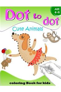 Dot to Dot Cute Animals Coloring Book for Kids Age 4-8