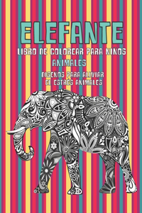 Libro de colorear para niños - Diseños para aliviar el estrés Animales - Animales - Elefante