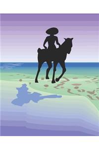 Horse Illustration School Composition Book Equine Horse Sombrero Silhouette