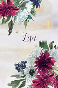 Lisa: Personalized Journal Gift Idea for Women (Burgundy and White Mums)