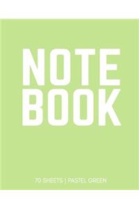 Notebook 70 Sheets: Pastel Green: Notebook 7.5 X 9.25