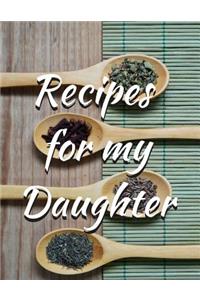 Recipes for My Daughter Blank Journal Cookbook