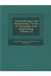 Verhandlungen Des Historischen Verein Fur Oberpfalz Und Regensburg, Volume 12