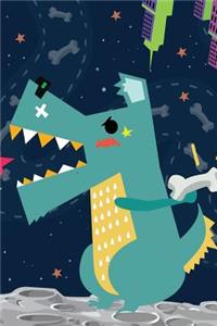 Robot Moon Dog Blank Book
