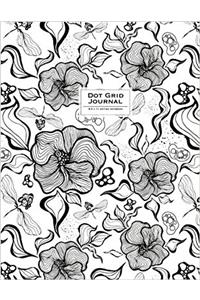 Dot Grid Journal, Floral, Black and White (Flower Journal)