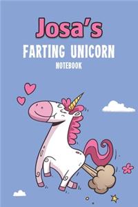 Josa's Farting Unicorn Notebook: Funny & Unique Personalised Notebook Gift For A Girl Called Josa - 100 Pages - Perfect for Girls & Women - A Great Notebook Journal For Home, School