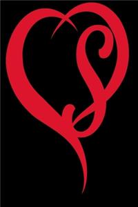Monogram Initial Letter S Adorable Heart Red and Black