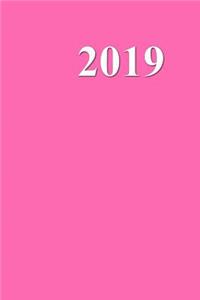 Hot Pink Color 2019 Weekly Planner Simple Plain All Pink 134 Pages