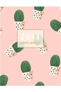 2018 Planner Weekly Monthly Cactus